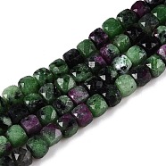 Natural Ruby in Zoisite Beads Strands, Faceted, Cube, 4~5x4~5x4~5mm, Hole: 0.8mm, about 92~105pcs/strand, 14.96~15.35 inch(38~39cm)(G-N342-118)