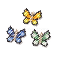 3Pcs 3 Color Handmade MIYUKI Seed Beads, Loom Pattern, Butterfly, Mixed Color, 20.5x23x2mm, Hole: 0.7mm, 1Pc/color(PALLOY-MZ00009)