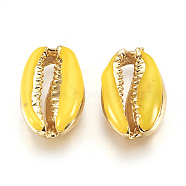 Alloy Beads, with Enamel, Shell, Real 18K Gold Plated, Gold, 19~20x12~12.5x6mm(ENAM-J642-03)