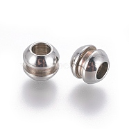 202 Stainless Steel Beads, Stainless Steel Color, 8x7mm, Hole: 4mm(STAS-E464-19P)