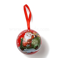 Tinplate Round Ball Candy Storage Favor Boxes, Christmas Metal Hanging Ball Gift Case, Bear, 16x6.8cm(CON-Q041-01F)