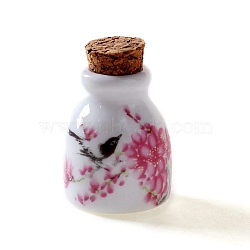 Peony Pattern Handmade Porcelain Essential Oil Empty Perfume Bottle, Refillable Bottle, Hot Pink, 3.5x2.6cm(PW-WG78122-01)