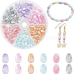 CHGCRAFT 180Pcs 6 Color Opaque Baking Painted Crackle Glass Beads Strands, Faceted, AB Color Plated, Melon Seeds, Mixed Color, 9x6x4.5mm, Hole: 1.2mm, 30pcs/color(EGLA-CA0001-08)