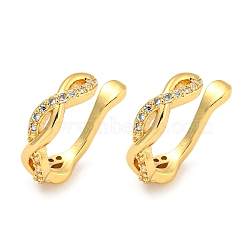 Brass Micro Pave Cubic Zirconia Cuff Earrings, for Women, Infinity, Real 18K Gold Plated, 12.5x3.5mm(EJEW-C104-093G)