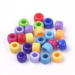 Opaque Acrylic European Beads, Large Hole Beads, Rondelle, Mixed Color, 8x6mm, Hole: 4mm, about 1950pcs/500g(SACR-R902-14)
