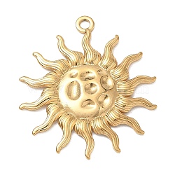 304 Stainless Steel Pendants, Hammered Sun Charms, Golden, 38x33.5x2mm, Hole: 2.5mm(SA-CBA1975-02G)