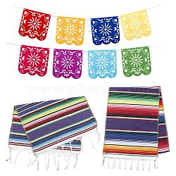 Cotton Flag Placemats for Dining Table and Felt Pennant Flags, with Ribbon and Pin, Rectangle, Mixed Color(DJEW-FG0001-03)