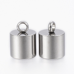 Tarnish Resistant 201 Stainless Steel Cord Ends, End Caps, Column, Stainless Steel Color, 14.5x11mm, Hole: 3mm, Inner Diameter: 10mm(STAS-H410-20P-A)