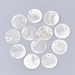Capiz Shell Pendants, Flat Round, WhiteSmoke, 17~18x0.5~1.5mm, Hole: 1.2~1.4mm(SHEL-S274-71C)