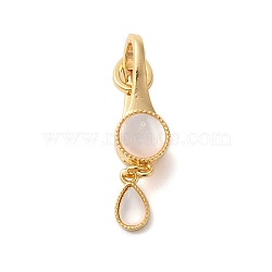 Brass Resin Fold Over Clasps, Teardrop, Real 18K Gold Plated, 42mm, Hole: 1.2mm(KK-S382-02G)