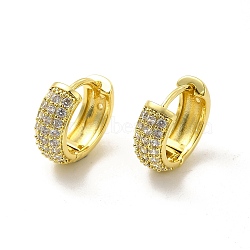 Clear Cubic Zirconia Hoop Earrings, Brass Jewelry for Women, Light Gold, 13.5x15x5mm, Pin: 0.8mm(EJEW-E273-12LG)