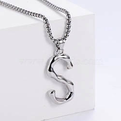 3Pcs Stainless Steel Textured Letter Pendants, Without Chain, Letter S(LW4134-19)