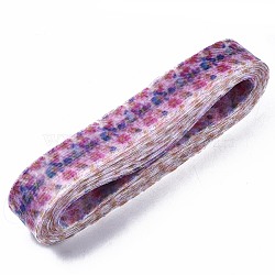 Mesh Ribbon, Plastic Net Thread Cord, with Flower Pattern, Violet, 50mm, about 50yards/bundle(PNT-S030-002B)