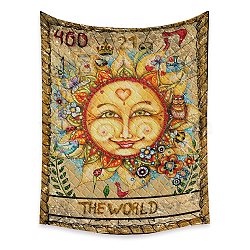 Tarot Tapestry, Polyester Bohemian Wall Hanging Tapestry, for Bedroom Living Room Decoration, Rectangle, The World XXI, 950x730mm(PW23040449572)