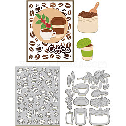 Coffee Beans Carbon Steel Cutting Dies Stencils, for DIY Scrapbooking, Photo Album, Decorative Embossing Paper Card, Stainless Steel Color, Drink, 102x136x0.8mm, 2pcs/set(DIY-WH0309-1454)