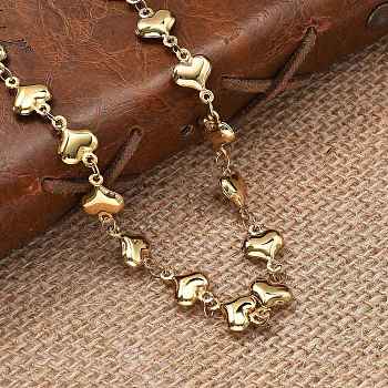 304 Stainless Steel Link Chain Necklaces, Ion Plating(IP), Golden, Heart, 18.03 inch(45.8cm)