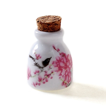 Peony Pattern Handmade Porcelain Essential Oil Empty Perfume Bottle, Refillable Bottle, Hot Pink, 3.5x2.6cm