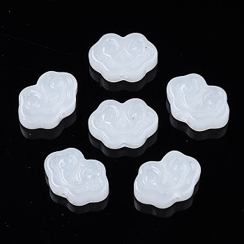 Imitation Jade Glass Beads, Cloud, White, 9x13x4mm, Hole: 1mm