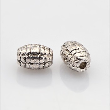 Tibetan Style Alloy Beads, Lead Free & Nickel Free & Cadmium Free, Oval, Antique Silver, about 5mm in diameter, 7mm long, hole: 1mm