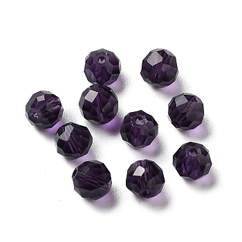 Glass Imitation Austrian Crystal Beads, Faceted, Round, Indigo, 6mm, Hole: 1mm
