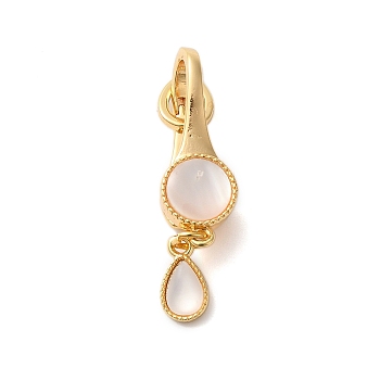 Brass Resin Fold Over Clasps, Teardrop, Real 18K Gold Plated, 42mm, Hole: 1.2mm