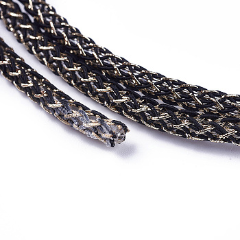 Braided Polyester Cord, with PVC Tube, Black, 5mm, Hole: 1.8mm, 50Yards/Bundle(150 Feet/Bundle)