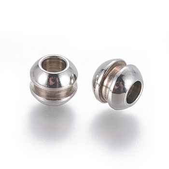 202 Stainless Steel Beads, Stainless Steel Color, 8x7mm, Hole: 4mm