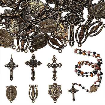 DIY Religion Pendants & Links Jewelry Making Finding Kit, Including Tibetan Style Alloy Chandelier Component Links & Pendants, Antique Bronze, 60pcs/box