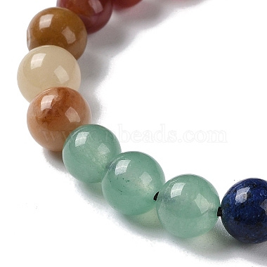 Round Natural Mixed Gemstone Braided Bead Bracelets(BJEW-H239-02)-2