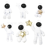 6Pcs 6 Styles Spray Painted Alloy Pendants, with Black Acrylic, Cadmium Free & Lead Free, Spaceman with Star, Mixed Color, 19~30.5x9~22x4~6mm, Hole: 1.2~2mm, 1pc/style (FIND-YW0010-65)