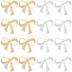 20Pcs 2 Colors Brass Connector Charms, Cadmium Free & Lead Free, Bowknot Links, Golden & Silver, 23x25.5x1.5mm, Hole: 1.4mm, 10pcs/color(KK-BBC0022-11)
