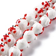 Handmade Lampwork Beads, Bumpy, Hen, Red, 17x15.5x15mm, Hole: 1.6mm, about 22pcs/strand, 12.20 inch(31cm)(LAMP-F020-36)