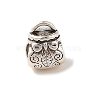 Tibetan Style Alloy European Beads, Lead Free & Cadmium Free, Large Hole Beads, Owl, Antique Silver, 11x8.5x7.5mm, Hole: 4.8mm and 1.2x3mm(TIBE-Q090-69AS)