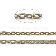 Brass Cable Chains, Diamond Cut Chains, Unwelded, Faceted, with Spool, Oval, Cadmium Free & Nickel Free & Lead Free, Antique Bronze, 2.5x1x0.5mm, about 301.83 Feet(92m)/roll(CHC011Y-AB)