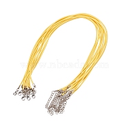 Waxed Cord Necklace Making, with Zinc Alloy Lobster Clasps, Platinum, Yellow, 17.8 inch~18 inch(45.5~46cm), 2mm(X-NCOR-T001-62)