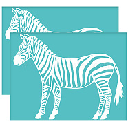 Self-Adhesive Silk Screen Printing Stencil, for Painting on Wood, DIY Decoration T-Shirt Fabric, Turquoise, Zebra, 280x220mm(DIY-WH0338-216)