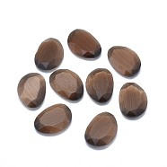 Cat Eye Cabochons, Faceted, Nuggets, Coffee, 17.5x12.5x3.5mm(G-G795-10-06)