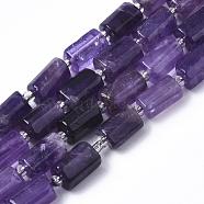 Natural Amethyst Beads Strands, Faceted, Column, 8~11x6~8x5~7mm, Hole: 1mm, about 15~17pcs/strand, 7.28~7.48 inch(G-S345-8x11-004)