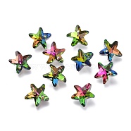 Faceted Glass Charms, Starfish, Back Plated, Colorful, 14x15x7mm, Hole: 1.4mm(GLAA-H101-A-11)