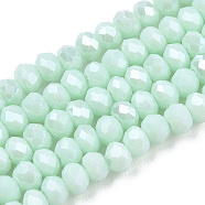 Electroplate Glass Beads Strands, Pearl Luster Plated, Faceted, Rondelle, Light Cyan, 3x2mm, Hole: 0.8mm, about 165~169pcs/strand, 15~16 inch(38~40cm)(EGLA-A034-P2mm-A20)