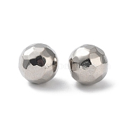 303 Stainless Steel Beads, No Hole/Undrilled, Diamond Cut, Round, Stainless Steel Color, 5mm(STAS-Q302-30B-P)