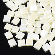 2-Hole Opaque Glass Seed Beads, Lustered, Rectangle, Light Yellow, 5x4.5~5.5x2~2.5mm, Hole: 0.5~0.8mm(SEED-S023-07H)