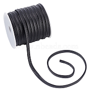PU Imitation Leather Cord, for Clothing, Flat, Black, 6x2mm, about 21.87 Yards(20m)/Roll(WL-WH0003-15A-02)