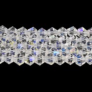 Transparent Electroplate Glass Beads Strands, AB Color Plated, Faceted, Bicone, Clear AB, 2mm, about 162~185pcs/strand, 12.76~14.61 inch(32.4~37.1cm)(GLAA-F029-2mm-D13)