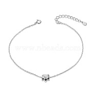 SHEGRACE Cute Design Rhodium Plated 925 Sterling Silver Anklet, with Enamel Paw, Platinum, 220mm(JA34A)