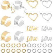 DIY Love Charm Cuff Ring Making Kit, Including Stainless Steel Loop Ring Base, 304 Stainless Steel Charms & Jump Rings, Golden & Stainless Steel Color, 36Pcs/box(STAS-UN0039-60)