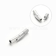 Column 304 Stainless Steel Bayonet Clasps, Stainless Steel Color, 30x5mm, Hole: 3mm(STAS-M198-14)