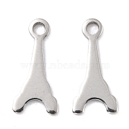 201 Stainless Steel Charms, Eiffel Tower, Stainless Steel Color, 12x5.5x0.7mm, Hole: 1.4mm(STAS-K217-60)