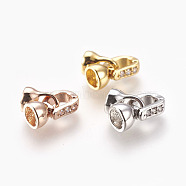 Brass Micro Pave Cubic Zirconia Fold Over Clasps, Clear, Mixed Color, Clasp: 12x6.5x6mm, Cord End: 8x5.5mm, Inner Diameter: 4mm(KK-P164-05)