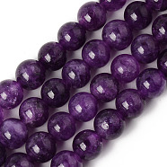 Natural Quartz Beads Strands, Dyed & Heated, Imitation Amethyst, Round, Purple, 8~8.5mm, Hole: 1.2mm, about 49pcs/strand, 15.35 inch(39cm)(G-R479-8mm-07)